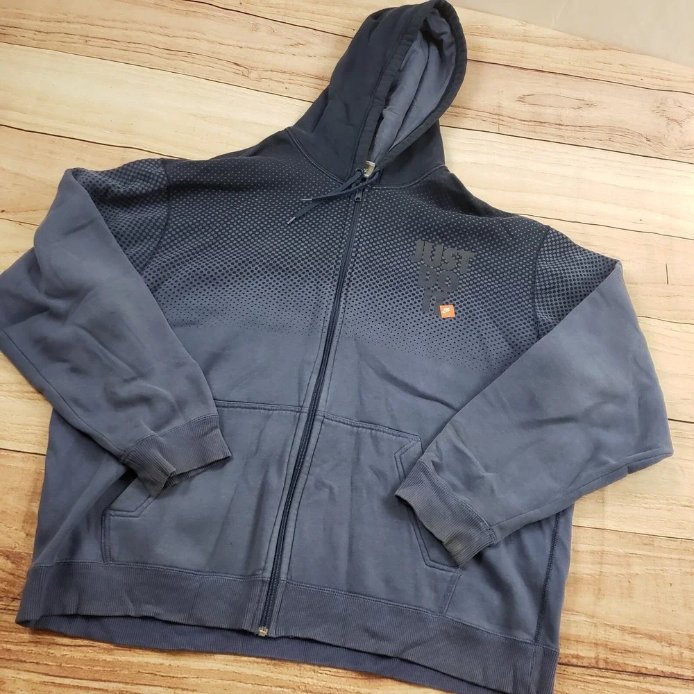 Nike Sweater Mens 2XL XXL Blue‎ Zip Up Swoosh Hoodie Sweatshirt Just Do It Adult